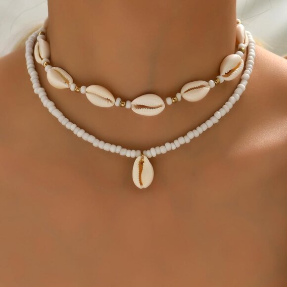 Handmade Sea Shell Necklace for Women Summer Adjustable Natural Shell Collar Nec - Picture 4 of 7